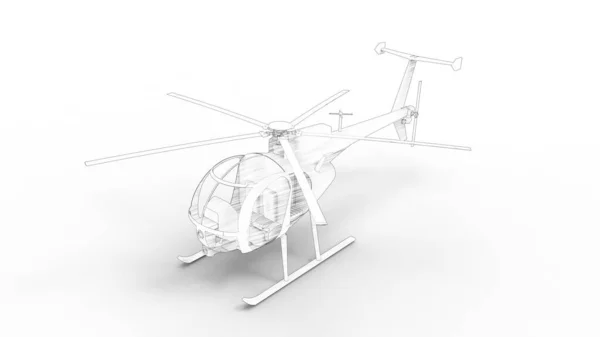 Beyaz arka planda izole edilmiş küçük bir helikopterin 3D görüntüsü — Stok fotoğraf