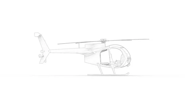 Beyaz arka planda izole edilmiş küçük bir helikopterin 3D görüntüsü — Stok fotoğraf