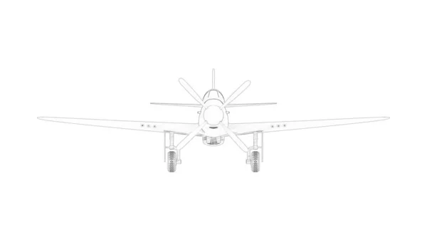 第二次世界大战战斗机3D渲染线图解 — 图库照片
