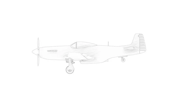 3d renderização linha ilustração de um mundo guerra 2 avião de combate — Fotografia de Stock