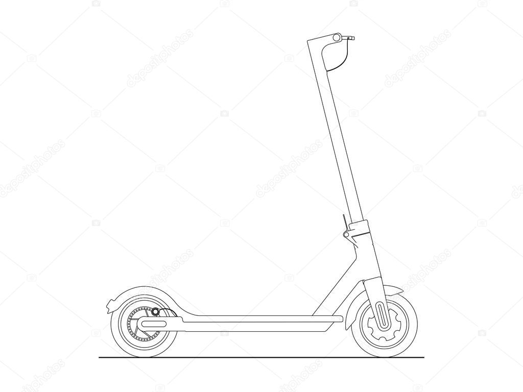 Detailled vector illustrationof an electric scooter isolated in white background