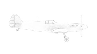 3D bir Spitfire 'ın birden fazla teknik çizim görüntüsü oluşturuluyor