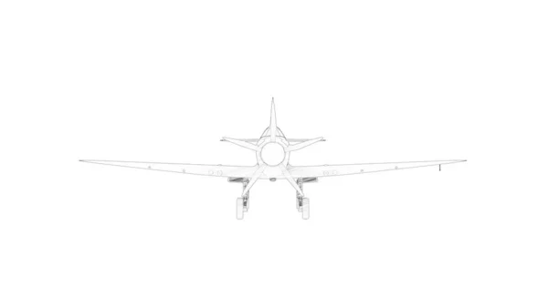 3d renderização de múltiplas visualizações de desenho técnico de um Spitfire — Fotografia de Stock