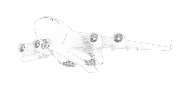 3D-Darstellung eines millatären Frachtflugzeugs isoliert auf weißem Hintergrund — Stockfoto