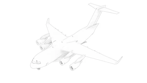 3d egy fehér háttérrel izolált millatáris teherszállító repülőgép renderelése — Stock Fotó