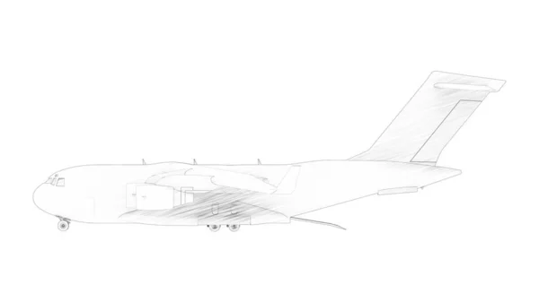 3d rendu d'un avion cargo millataire isolé en fond blanc — Photo