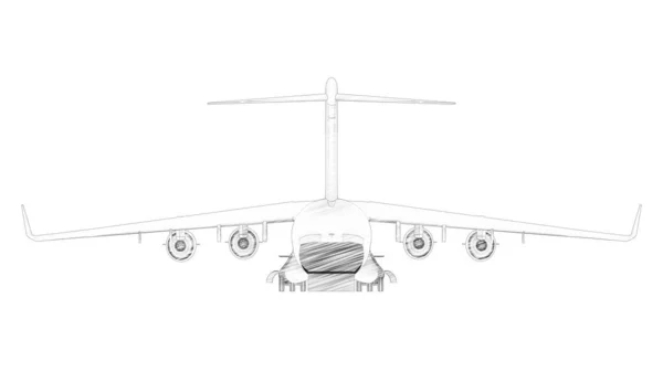 3d rendering of a millatary cargo plane isolated in white background — Stock Photo, Image