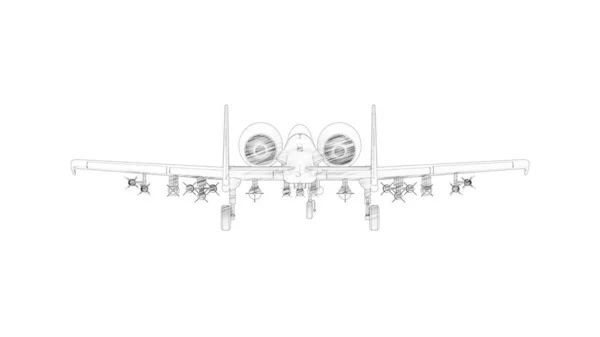 3D vykreslování bojového stíhacího letounu izolovaného v bílém pozadí — Stock fotografie