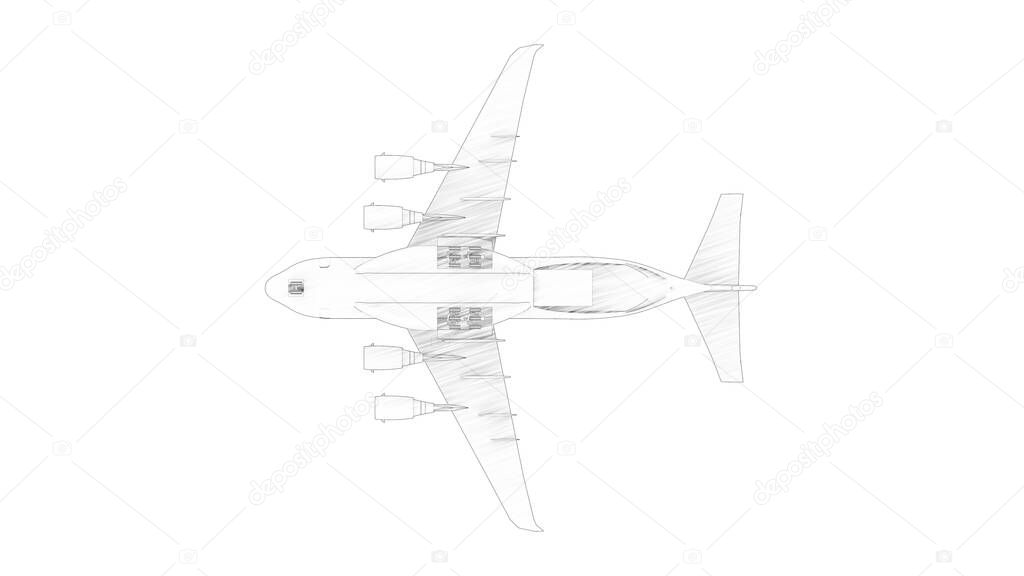 3d rendering of a millatary cargo plane isolated in white background