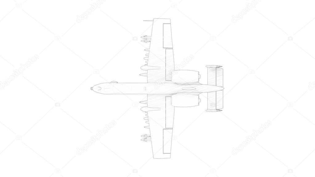 3d rendering of a combat fighter airplane isolalted in white background