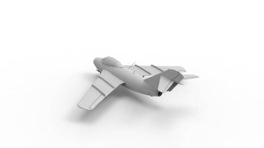 Beyaz stüdyo arka planında tarihi bir savaş uçağının 3 boyutlu çizimi