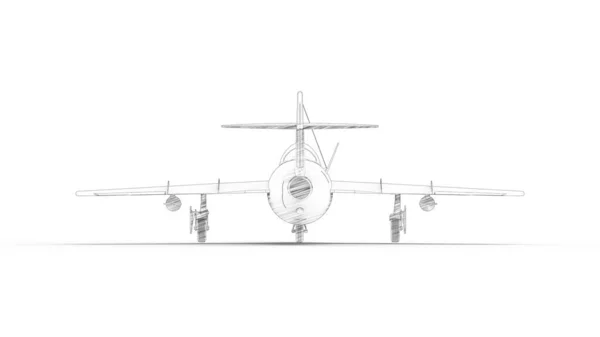 Illustrazione schizzo di un aereo da combattimento storico in bianco studio sfondo — Foto Stock