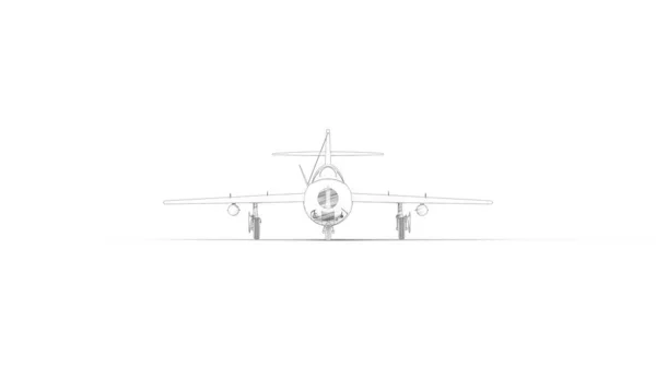 Illustration croquis d'un avion de chasse historique en arrière-plan de studio blanc — Photo