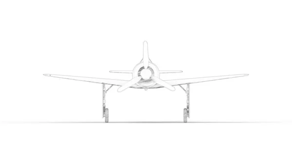Illustrazione in linea di un aereo da combattimento della seconda guerra mondiale isolato su sfondo bianco — Foto Stock