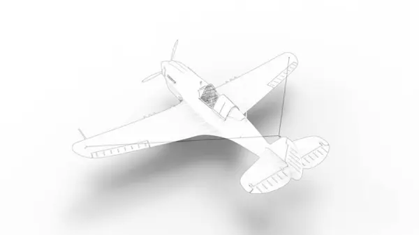 Linienzeichnung Illustration eines Weltkriegs-Kampfflugzeugs — Stockfoto