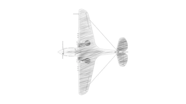 Desenho de linha ilustração de um avião de combate da Segunda Guerra Mundial — Fotografia de Stock