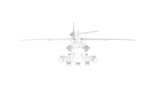 Rendering 3d di un grande elicottero da combattimento isolato su sfondo bianco — Foto Stock