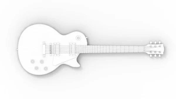 白色背景电子吉他的示意图 — 图库照片