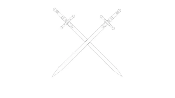 Representación 3d de una espada antigua aislada sobre fondo blanco — Foto de Stock
