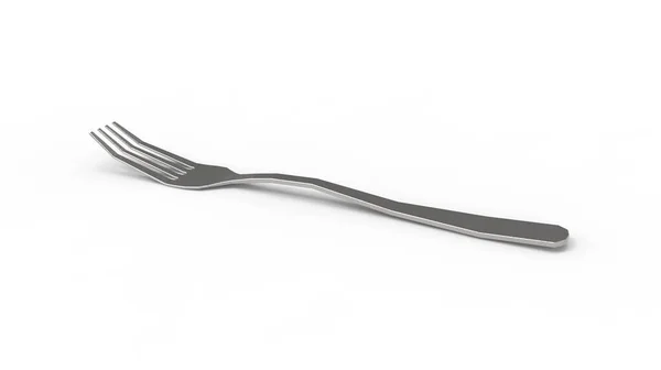叉叉餐具的三维渲染吃白色隔离食物的工具 — 图库照片