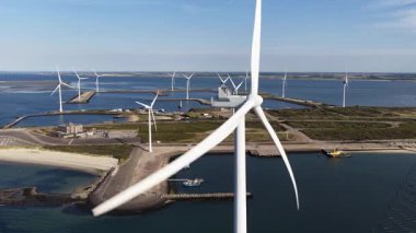 Neeltje Jans, Delta işleri, rüzgar türbinleri, alternatif enerji, sel engelleri. Oosterscheldekering Hava Videosu