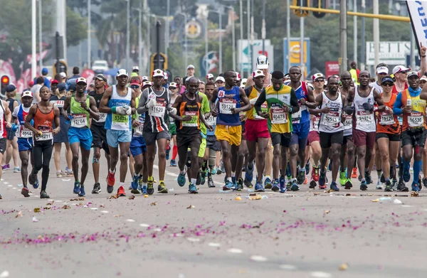 Pinetown Durban Afrique Sud Juin 2018 Midi Nombreux Spectateurs Coureurs — Photo