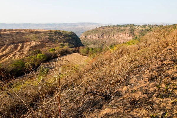 Hillsides Burnt Bush Uncontrolled Wildfire — Stock Photo, Image
