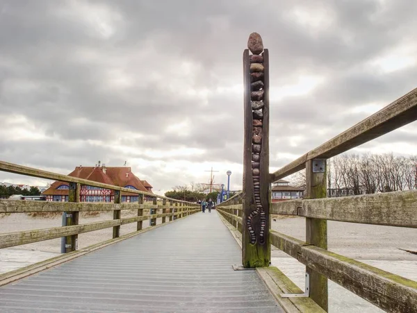 Wooden Batten Bridge Juts Out Expanse Sea Famous Tourist Attraction — Stock Photo, Image