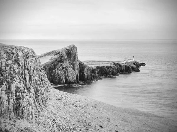 Sunrise Neist Point Lighthouse Popular Photographers Location Isle Skye Scotland — Stock Photo, Image