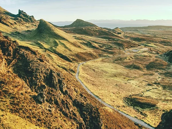 Quiraing Hory Západ Slunce Ostrově Skye Skotské Vysočiny Turistické Pěší — Stock fotografie