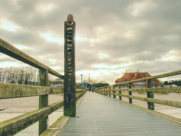 Wooden Bridge Pier Leading Summer Sea Blue Sky Island Famous — Stock Photo, Image