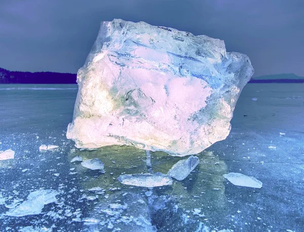 Ghiaccio Artico Grande Pezzo Ghiaccio Naturale Ghiaccio Piatto Blu Verde — Foto Stock