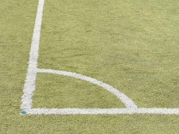 Linha Branca Canto Campo Futebol Padrão Grama Verde Para Esporte — Fotografia de Stock