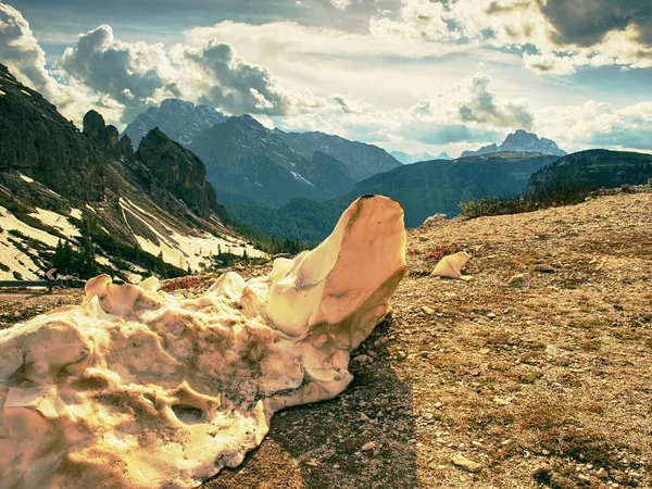 Tající Ledovce Trail Cestě Regionu Dolomity Itálie Pohled Ostré Vrcholky — Stock fotografie