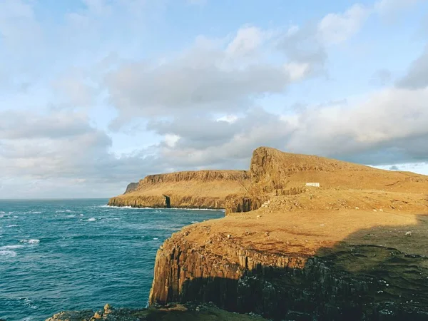 Neist Point Yarımada Sağdan Isle Skye Skoçya Deniz Feneri Tüm — Stok fotoğraf