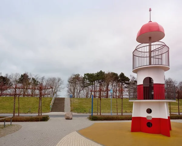 Zingst Ermany January 2018 Lighthouse Attraction Kids Sea Promenade Darss — Stock Photo, Image