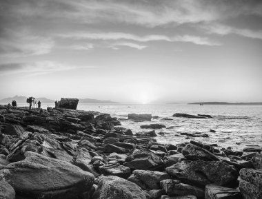 7 Şubat 2017, Isle of Skye, İskoçya. Elgol fotoğrafçılar grubu. Deniz seviyesinden popüler Günbatımı Fotoğraf