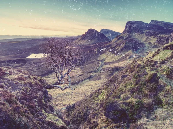 Góry Zachód Słońca Wyspie Isle Skye Szkockiego Regionu Highlands Turystyczne — Zdjęcie stockowe