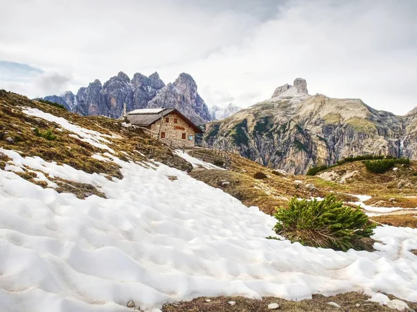 Dolomity Włochy Maja 2018 Rifugio Langalm Hut Tre Cime Lavaredo — Zdjęcie stockowe