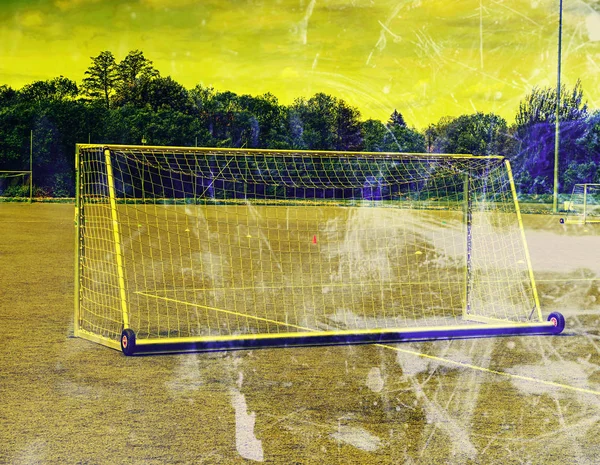 Football (soccer) sport field. Pattern of green artificial turf. Outdoor training play field  Hipster filter.