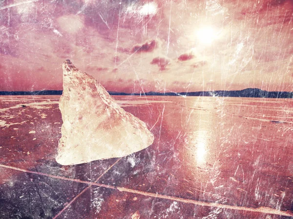 Brennendes Eis Flammen Schollen Wunderschöner Epischer Eiskristall Der Gefrorenen Bucht — Stockfoto