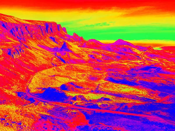 Горный Закат Острове Скай Шотландское Нагорье Туристические Походы Долине Фильтр — стоковое фото