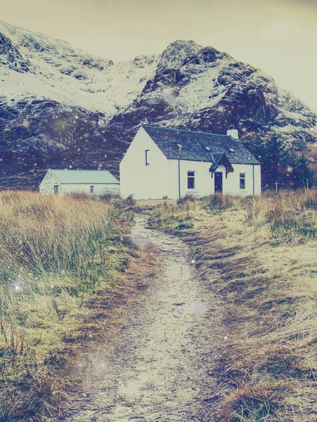 Chalet Blanc Base Des Grimpeurs Paysage Dramatique Glen Coe Début — Photo