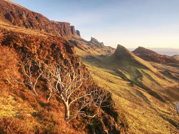 Krajina Severu Skotska Isle Skye Zobrazení Šířku Hory Quiraing — Stock fotografie