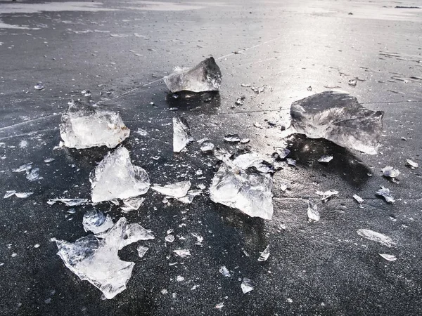 Bitar Glaciären Shelfis Isen Flyter Fritt Öppna Havet Vatten — Stockfoto