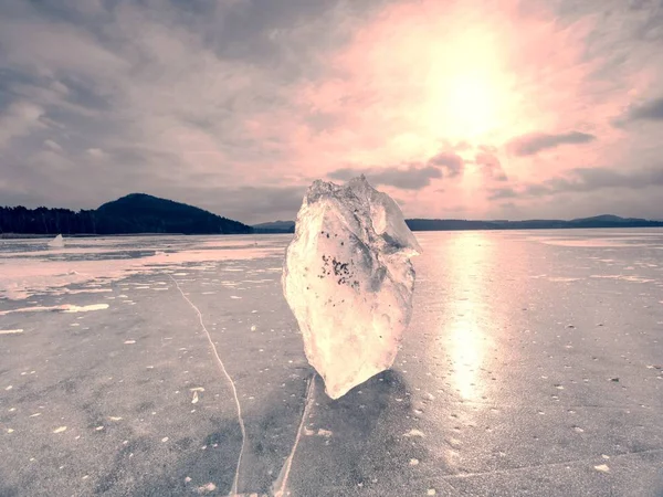 Ghiaccio Riflesso Dal Sole Polare Superficie Ghiacciata Congelata Inverno Freddo — Foto Stock