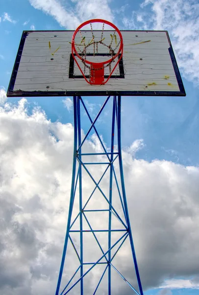 Game Could Begin Basketball Hoop Outdoor Playground Sky Background — Stock Photo, Image