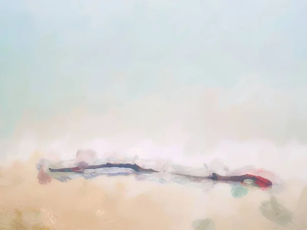 Эффект Рисования Маслом Романтическая Атмосфера Красочный Закат Море Каменный Пляж — стоковое фото