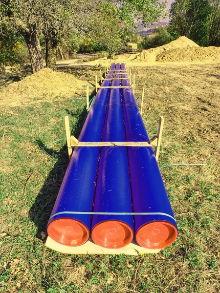 Tubes Plastique Prêts Pour Assemblage Dans Système Alimentation Eau Ville — Photo