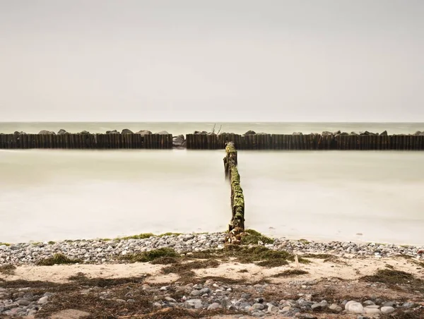 Wave Breakers Beach Old Wooden Breakwaters Protect Erosion Baltic Coast — Stock Photo, Image